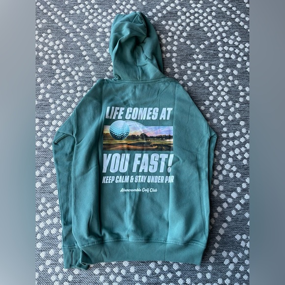 Abercrombie Golf Club Hoodie sweatshirt NEW Boys Medium Large 11 12 white green - Picture 7 of 14